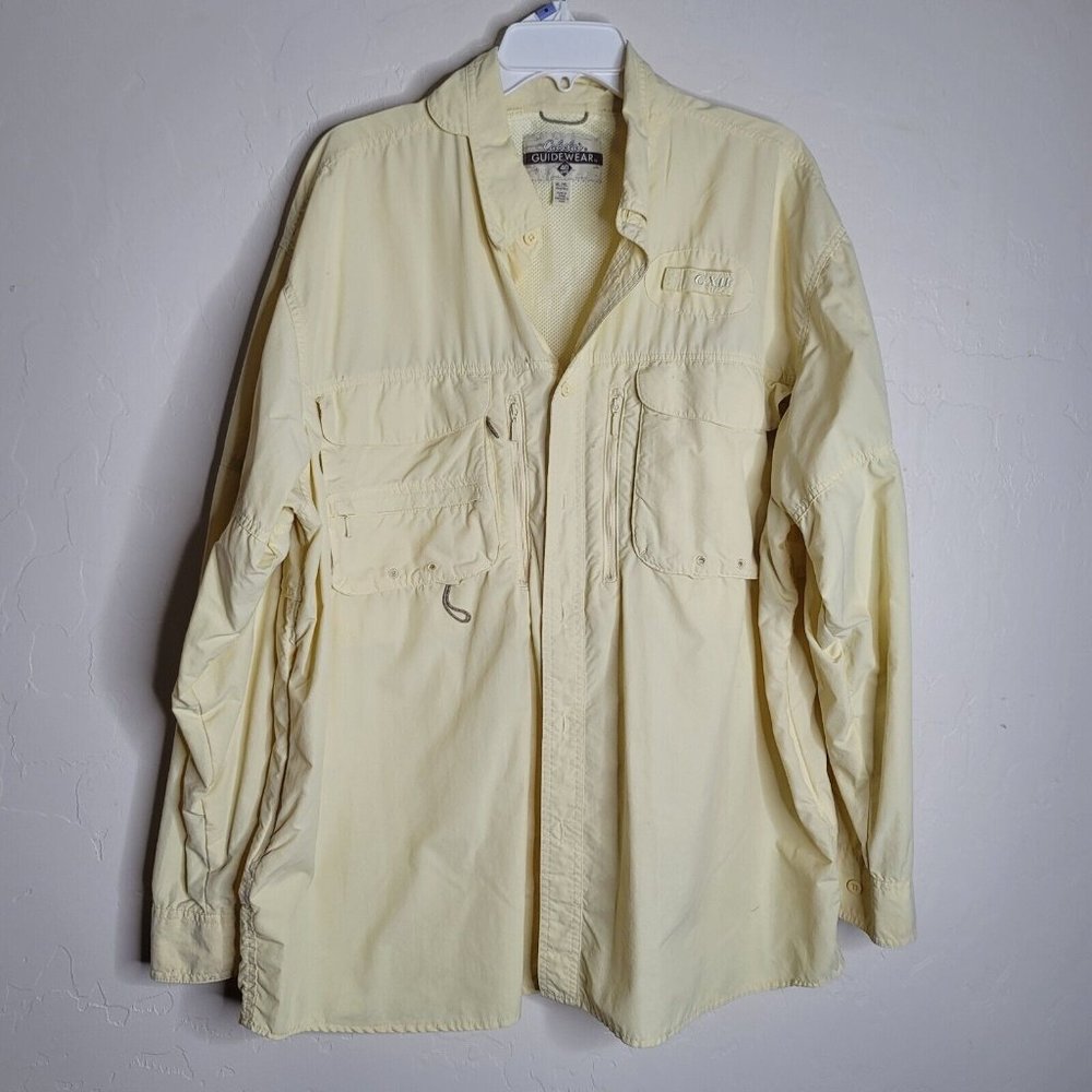 CABELA'S GUIDEWEAR 40 UPF YELLOW LONG SLEEVE VENTED FISHING BUTTON UP XL